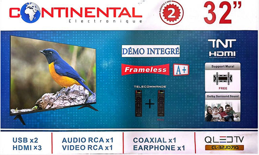 Televisions  Continental 32" QLED simple+Demo intégré